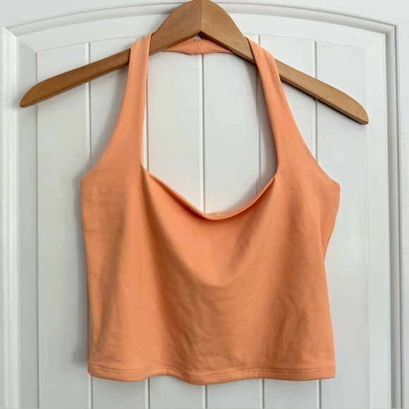 Abercrombie & Fitch Soft AF Orange Peach Crop Top Tennis Halter Top Size Medium - Picture 1 of 7